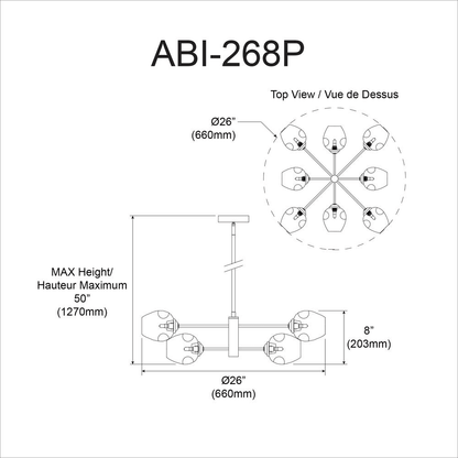 ABII | 8-Light Champagne Glass and Bronze Chandelier - Disselt Designs