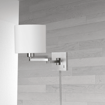 DESMOND | Swing Arm Satin Chrome Wall Lamp - Disselt Designs