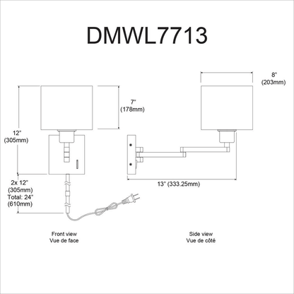 DESMOND | Swing Arm Satin Chrome Wall Lamp - Disselt Designs