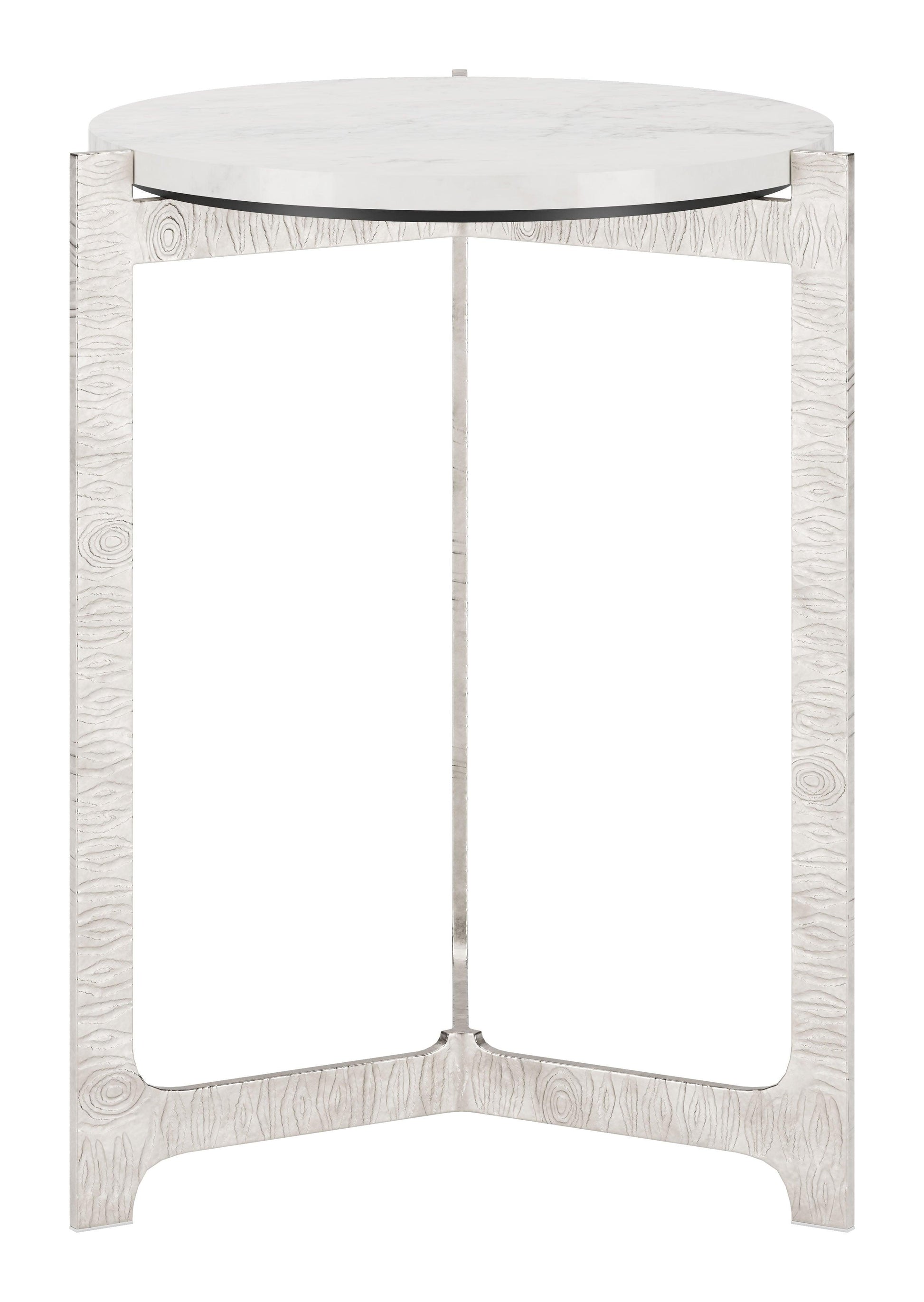 Barmas Side Table White & Silver - Disselt Designs