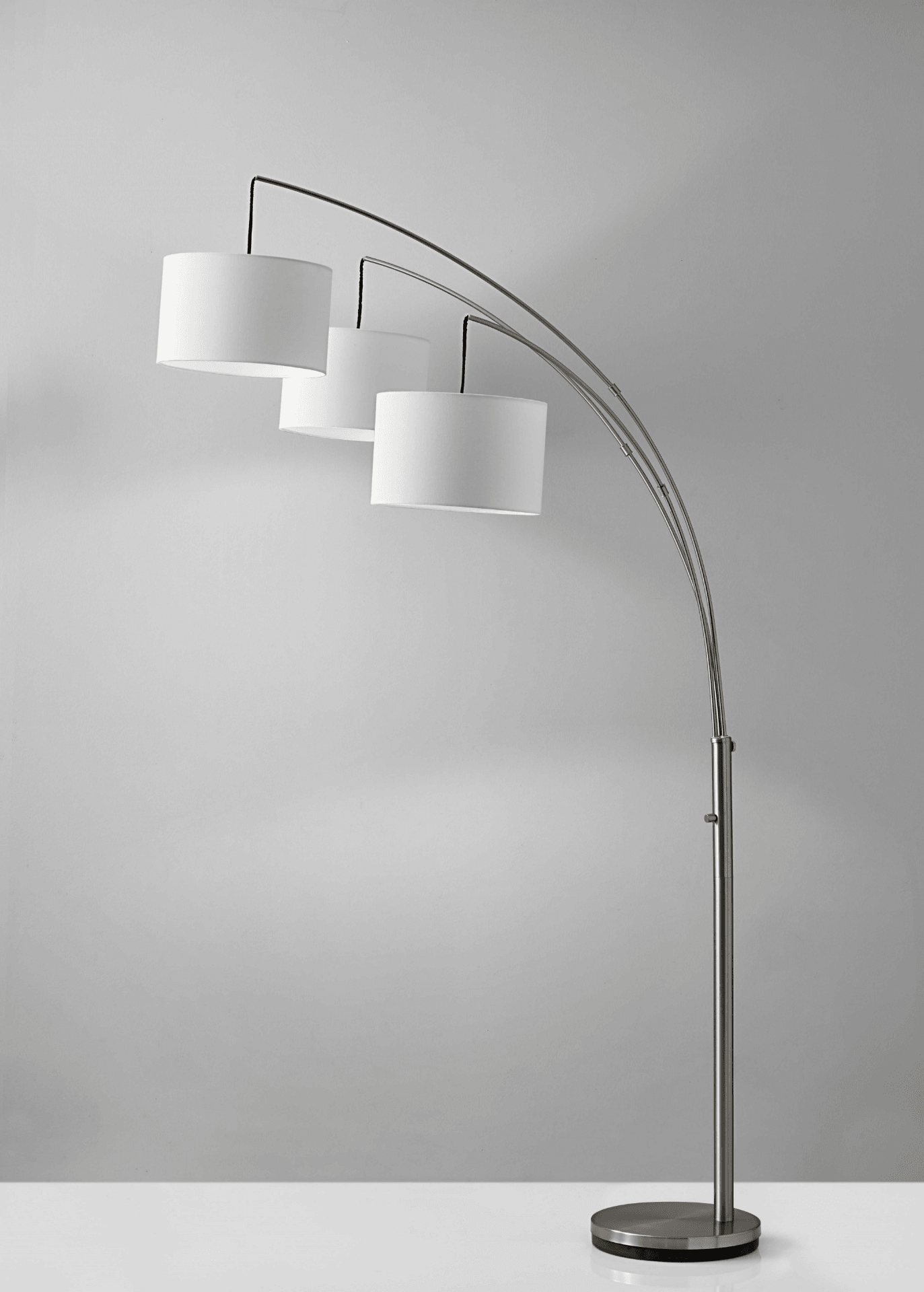 MERRI | 74" Steel Three Light Tree Floor Lamp With White Drum Shade - Disselt Designs