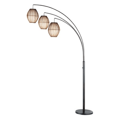 CAGE | 82" Black Three Light Tree Floor Lamp With Off White Cage Shade - Disselt Designs