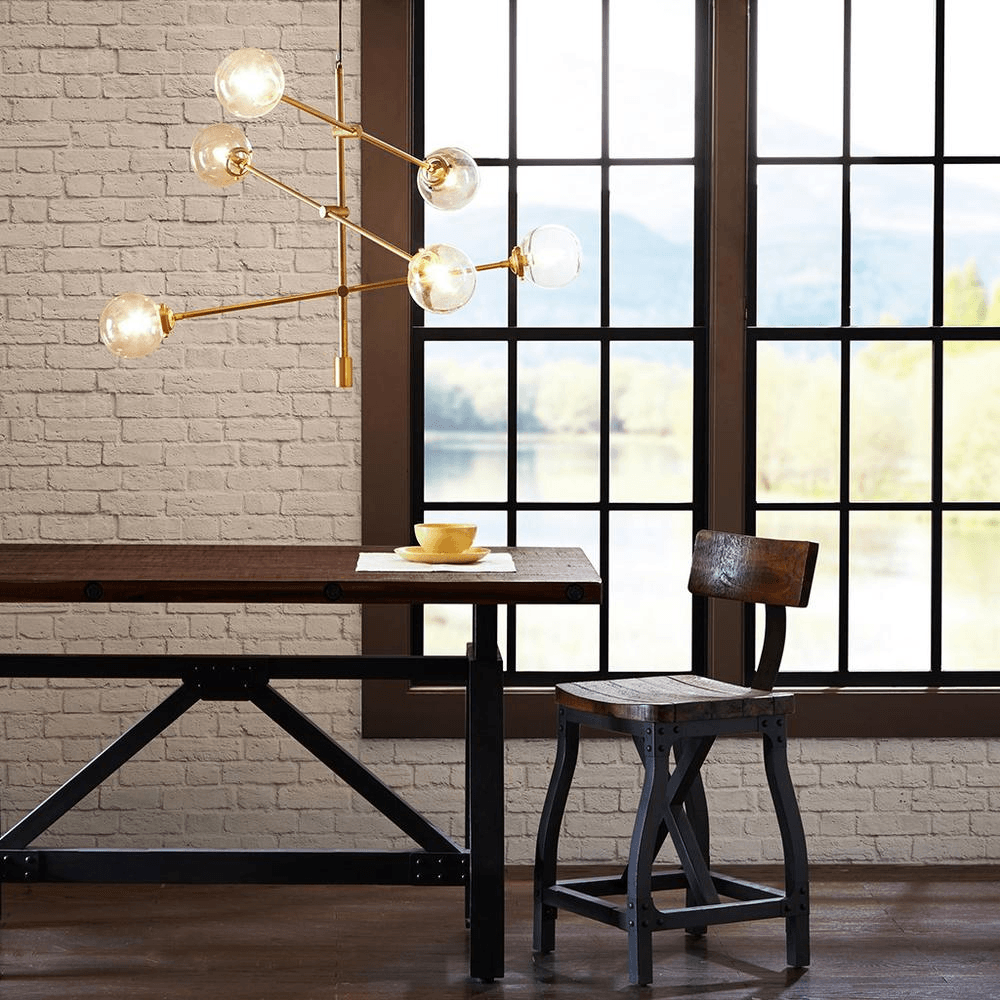 CYRUS | 6-Globe Light Architectural Gold-tone Metal Chandelier - Disselt Designs