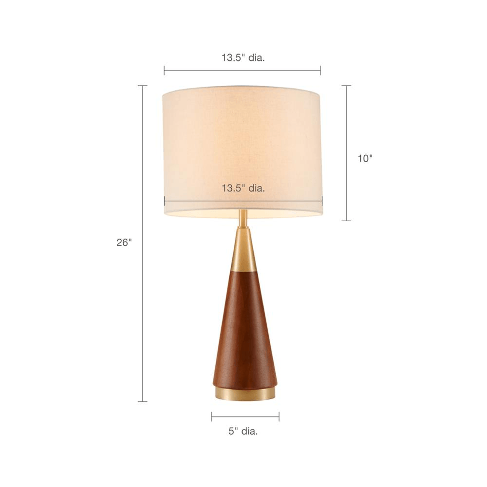 SAN MINIATO | Mid-Century Table Lamp with Pecan Finish and Gold Accents - Disselt Designs