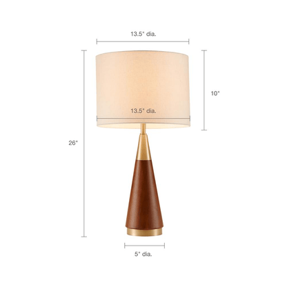 SAN MINIATO | Mid-Century Table Lamp with Pecan Finish and Gold Accents - Disselt Designs