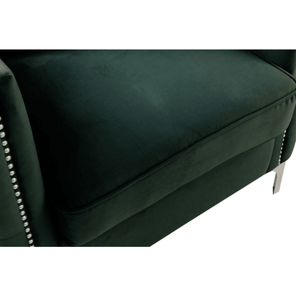 BAYBERRY | Green Velvet Chair with 1 Pillow - Disselt Designs