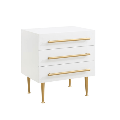 BELLANOVA WHITE | White Nightstand with Gold Accents - Disselt Designs