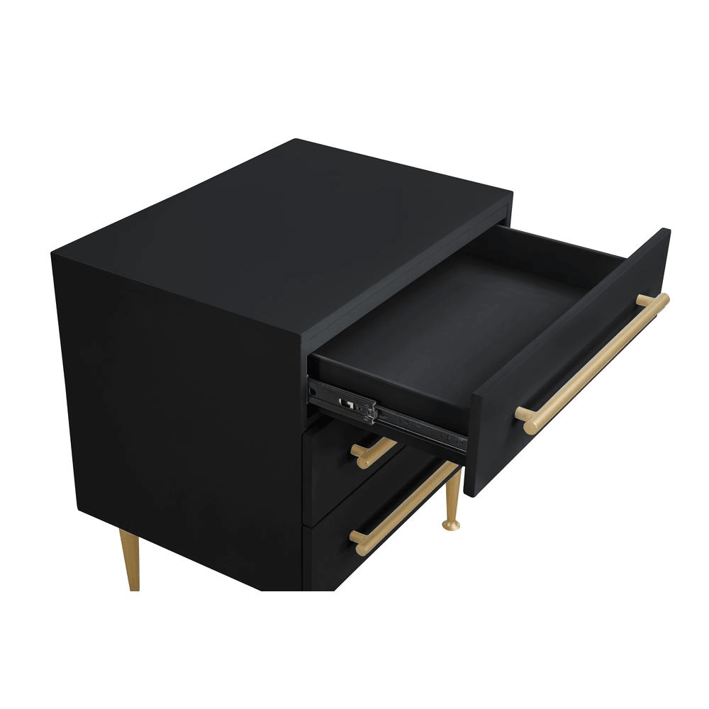 BELLANOVA BLACK | Black Nightstand with Gold Accents - Disselt Designs