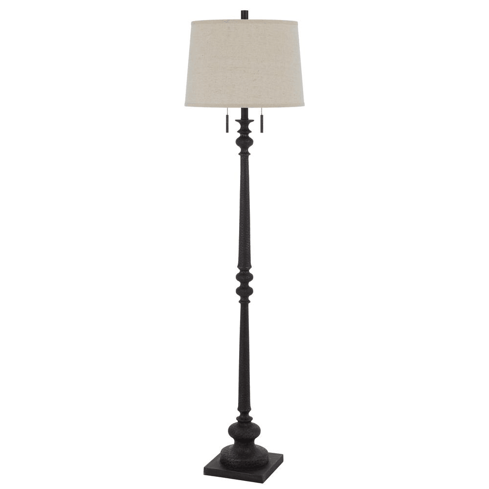 TORRINGTON | Rustic Iron Floor Lamp with Pull Chain Switch and Hardback Linen Shade - Disselt Designs