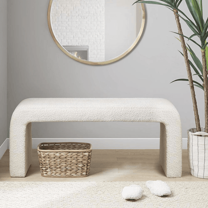 STEVE WHITE | White Boucle Waterfall Bench - Disselt Designs