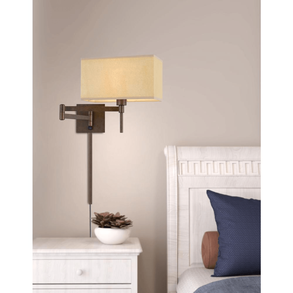 ROBSON BRONZE | Ivory Shade and Bronze Swing Arm Reading Lamp - Disselt Designs