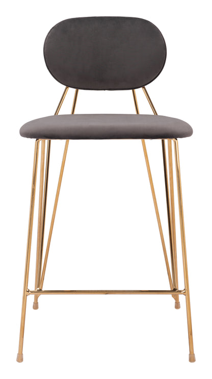 Georges Counter Stool (Set of 2) Gray & Gold - Disselt Designs