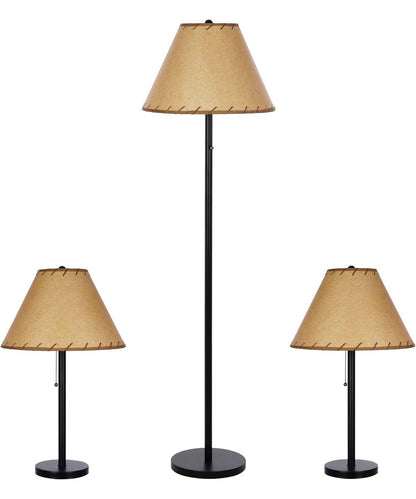 Catalina Lodge Cabin 3-Piece Floor and Table Lamp Combo Set, Rustic Bronze Metal Finish