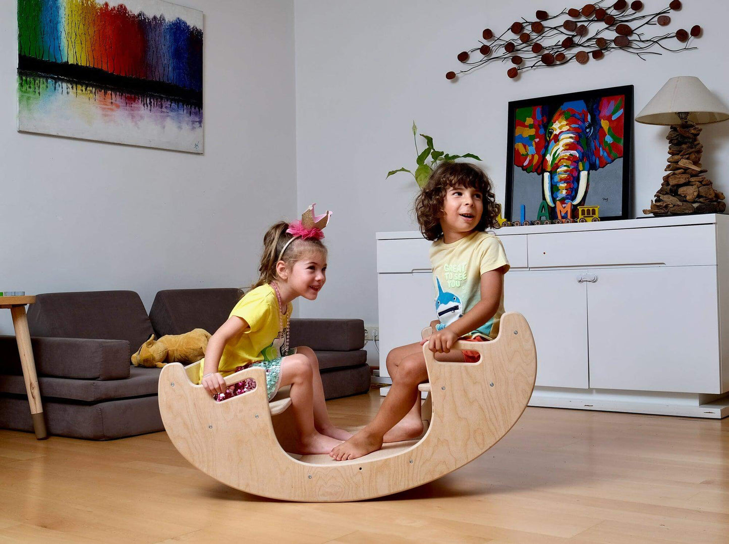 KIDS SEESAW | Montessori Wooden Seesaw & Table Chair Set