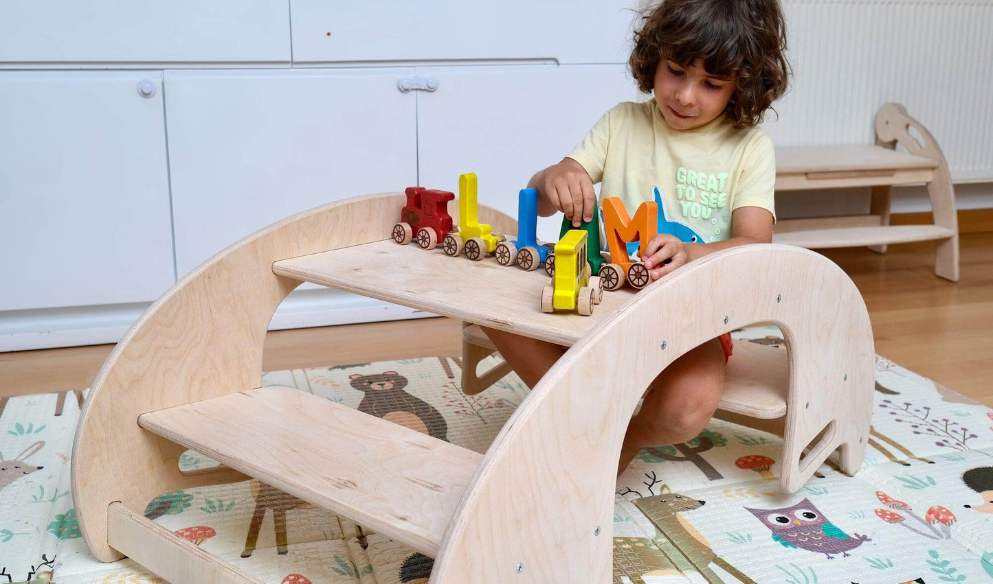 KIDS SEESAW | Montessori Wooden Seesaw & Table Chair Set