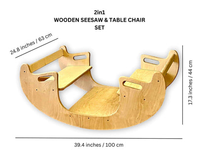 KIDS SEESAW | Montessori Wooden Seesaw & Table Chair Set