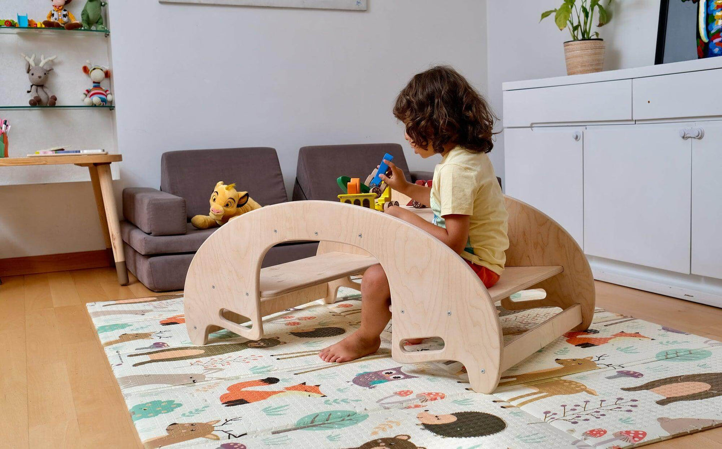 KIDS SEESAW | Montessori Wooden Seesaw & Table Chair Set