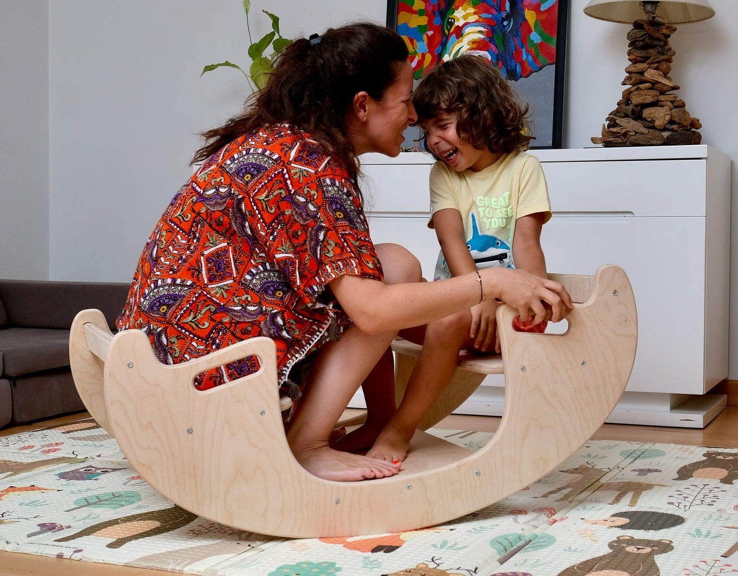 KIDS SEESAW | Montessori Wooden Seesaw & Table Chair Set