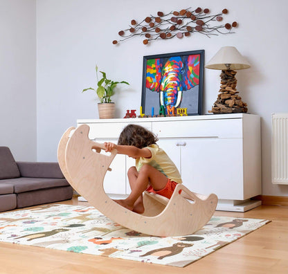 KIDS SEESAW | Montessori Wooden Seesaw & Table Chair Set