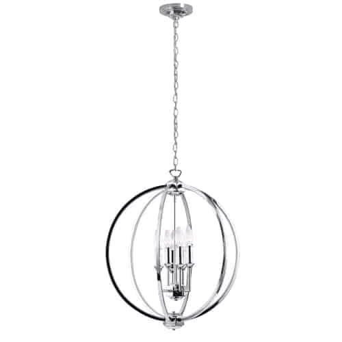 KARLAND | 6-Light Polished Chrome Chandelier with Jewelled Accents - Disselt Designs