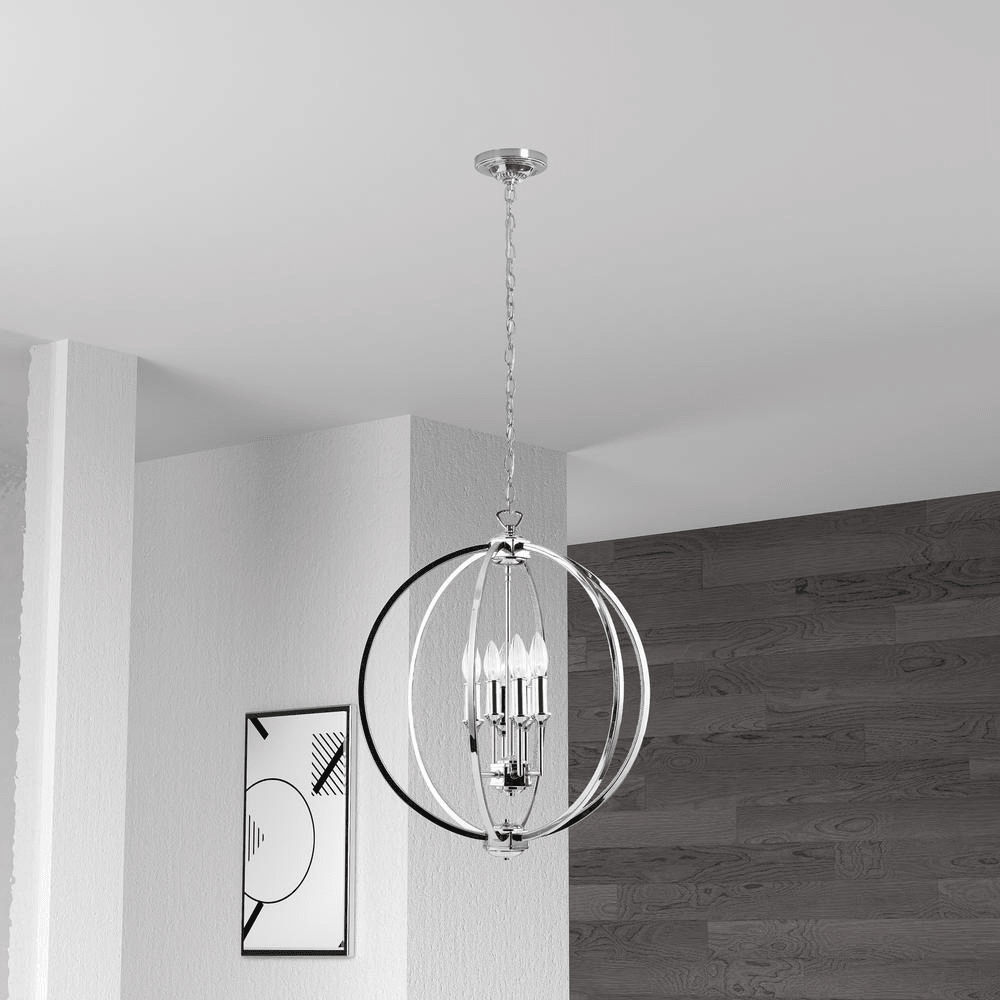 KARLAND | 6-Light Polished Chrome Chandelier with Jewelled Accents - Disselt Designs