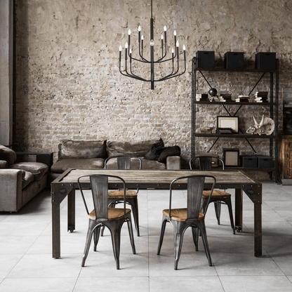 ELEANOR BLACK | 14-Light Black Metal Chandelier - Disselt Designs