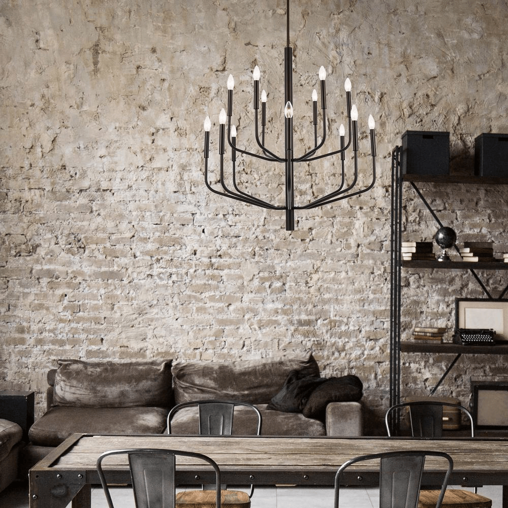 ELEANOR BLACK | 14-Light Black Metal Chandelier - Disselt Designs