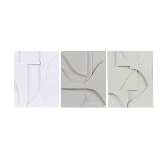 ELEMENTS | Modern Geometric Wood Carved Wall Art (3 Piece Set) - Disselt Designs