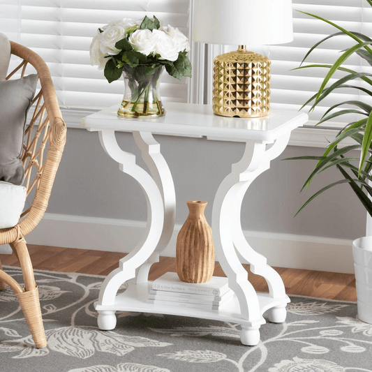 CIANNA WHITE | Classic and Traditional White Wood Accent End Table - Disselt Designs