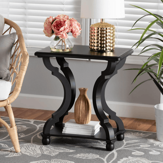 CIANNA BLACK | Classic and Traditional Black Wood Accent End Table - Disselt Designs