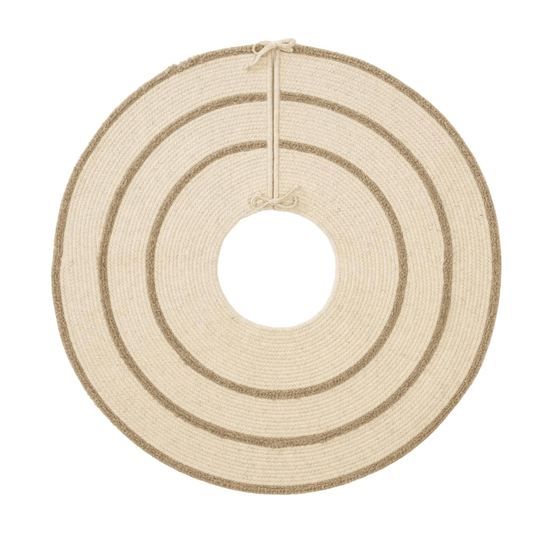 Cozy Natural Wool Stripe Holiday Tree Skirt - Natural 50” x 50” - Disselt Designs