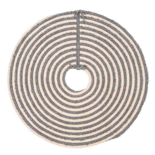 Gray Striped Wool Shag Holiday Tree Skirt - 50” x 50” - Disselt Designs