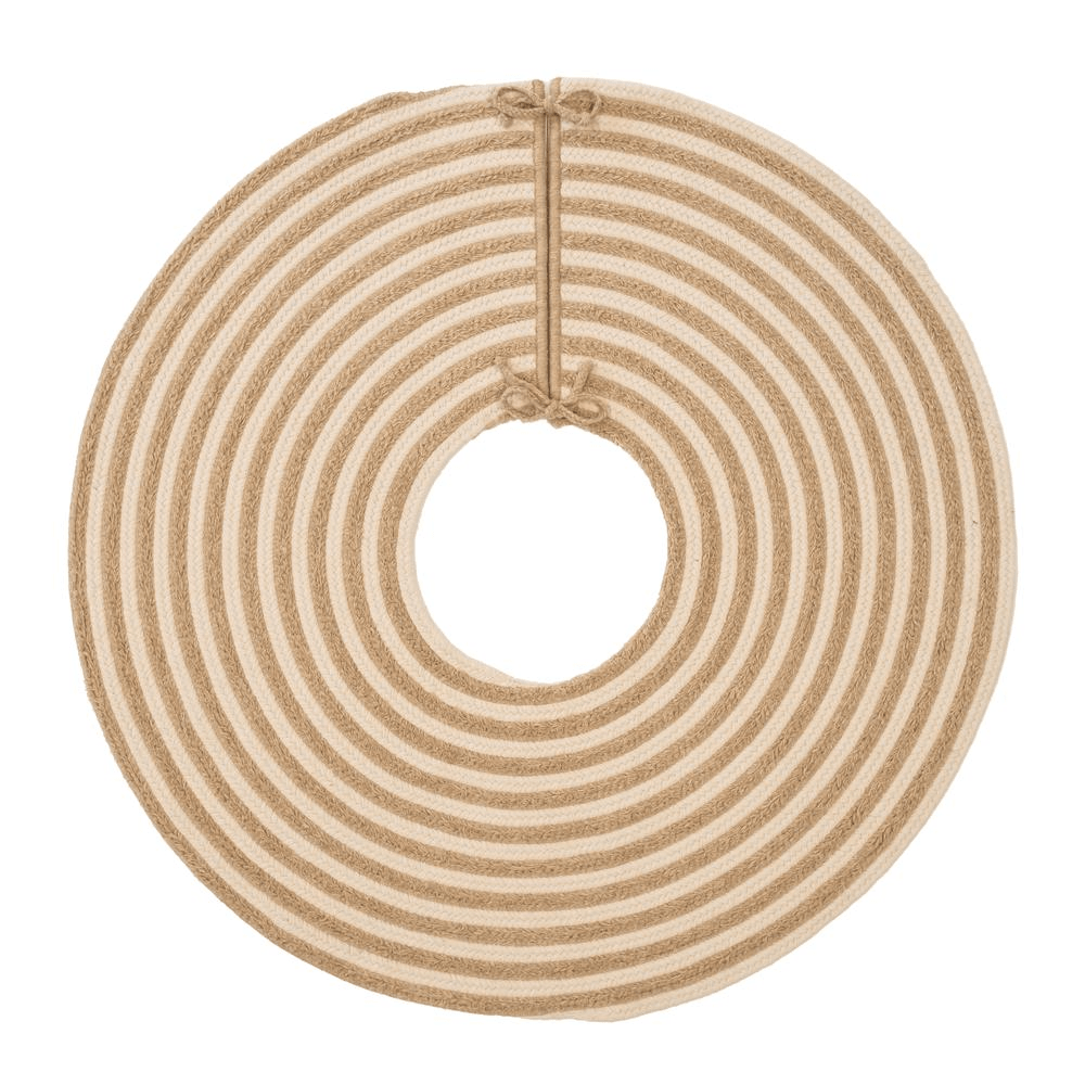 Striped Natural Wool Shag Holiday Tree Skirt - 50” x 50” - Disselt Designs