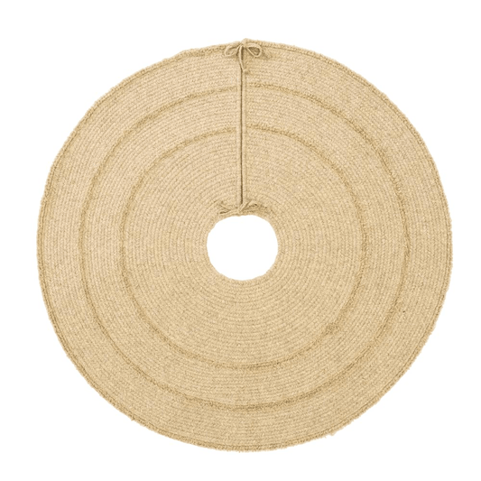 Cozy Natural Wool Stripe Holiday Tree Skirt - Beige 50” x 50” - Disselt Designs