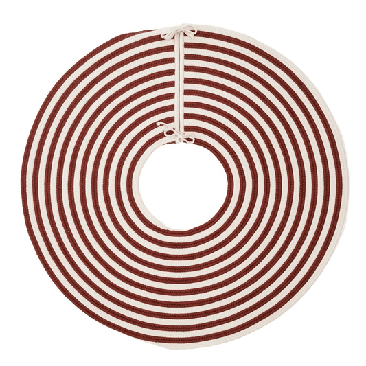 CANDY CANE | Candy Cane Round Holiday Tree Skirt - Red 50” x 50” - Disselt Designs