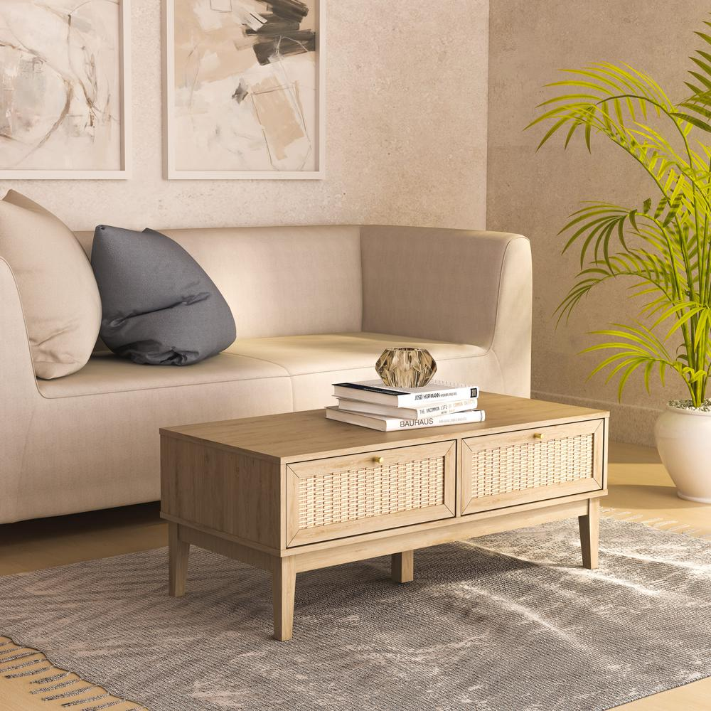 BODRUM | Wood and Rattan Coffee Table