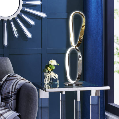 Prague Chrome & Gold Table Lamp // Natural White LED Strip & Touch Dimmer - Disselt Designs
