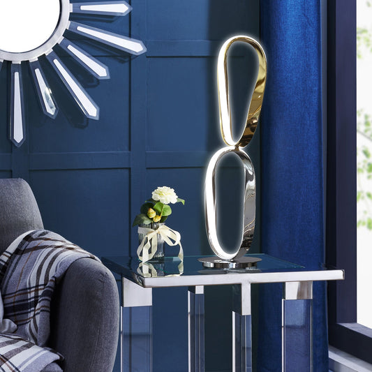 Prague Chrome & Gold Table Lamp // Natural White LED Strip & Touch Dimmer - Disselt Designs