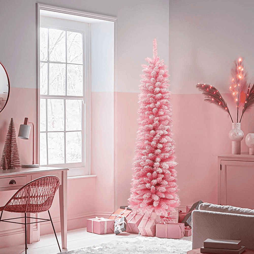 SLIM PINK 6 | 6Ft Pencil Slim Artificial Pink Christmas Tree - Disselt Designs