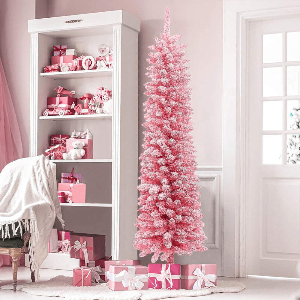 SLIM PINK 6 | 6Ft Pencil Slim Artificial Pink Christmas Tree - Disselt Designs