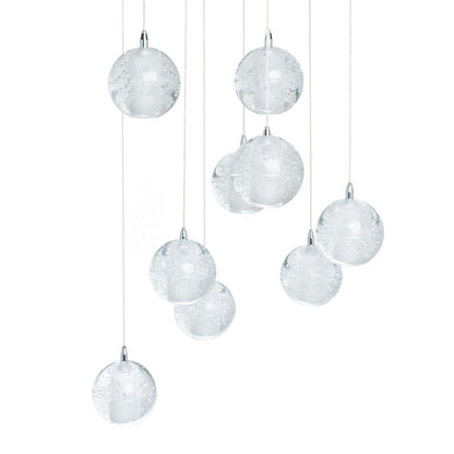 9 light Crystal Spheres Chandelier // Round Chrome Canopy - Disselt Designs
