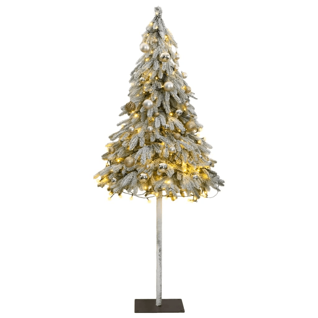 NATALE | Flocked Artificial Christmas Tree 300 LEDs and Ornament Set 70.9" - Disselt Designs