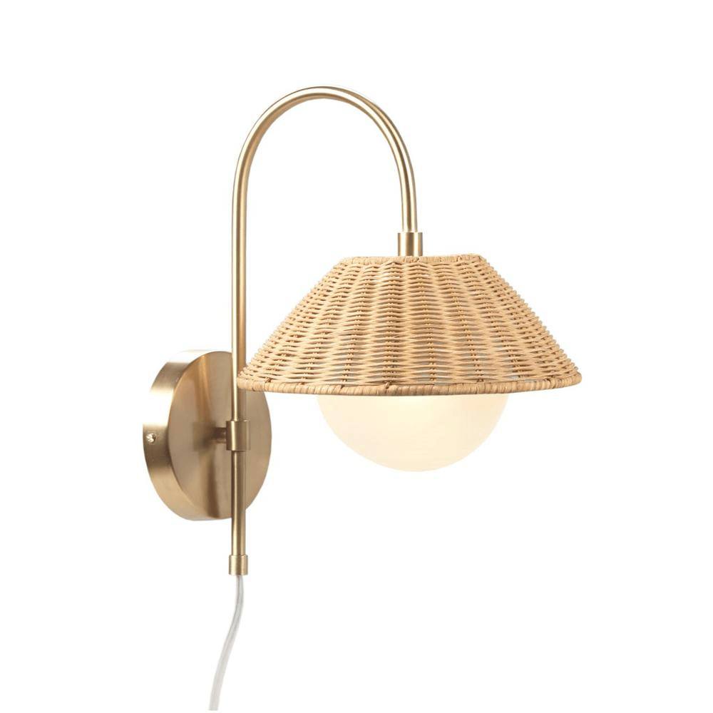 LAGUNA | Rattan Weave Gold-finish Wall Sconce - Disselt Designs