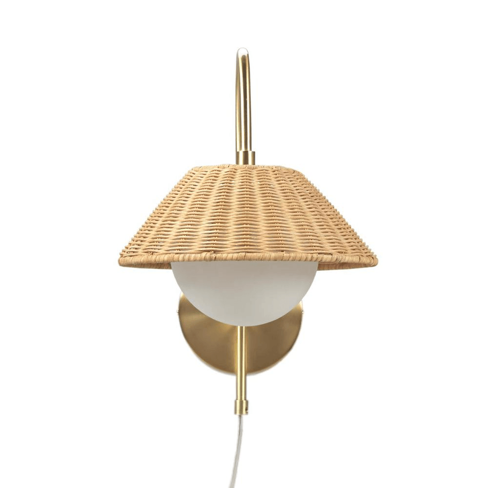 LAGUNA | Rattan Weave Gold-finish Wall Sconce - Disselt Designs