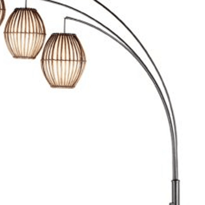 CAGE | 82" Black Three Light Tree Floor Lamp With Off White Cage Shade - Disselt Designs