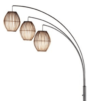 CAGE | 82" Black Three Light Tree Floor Lamp With Off White Cage Shade - Disselt Designs