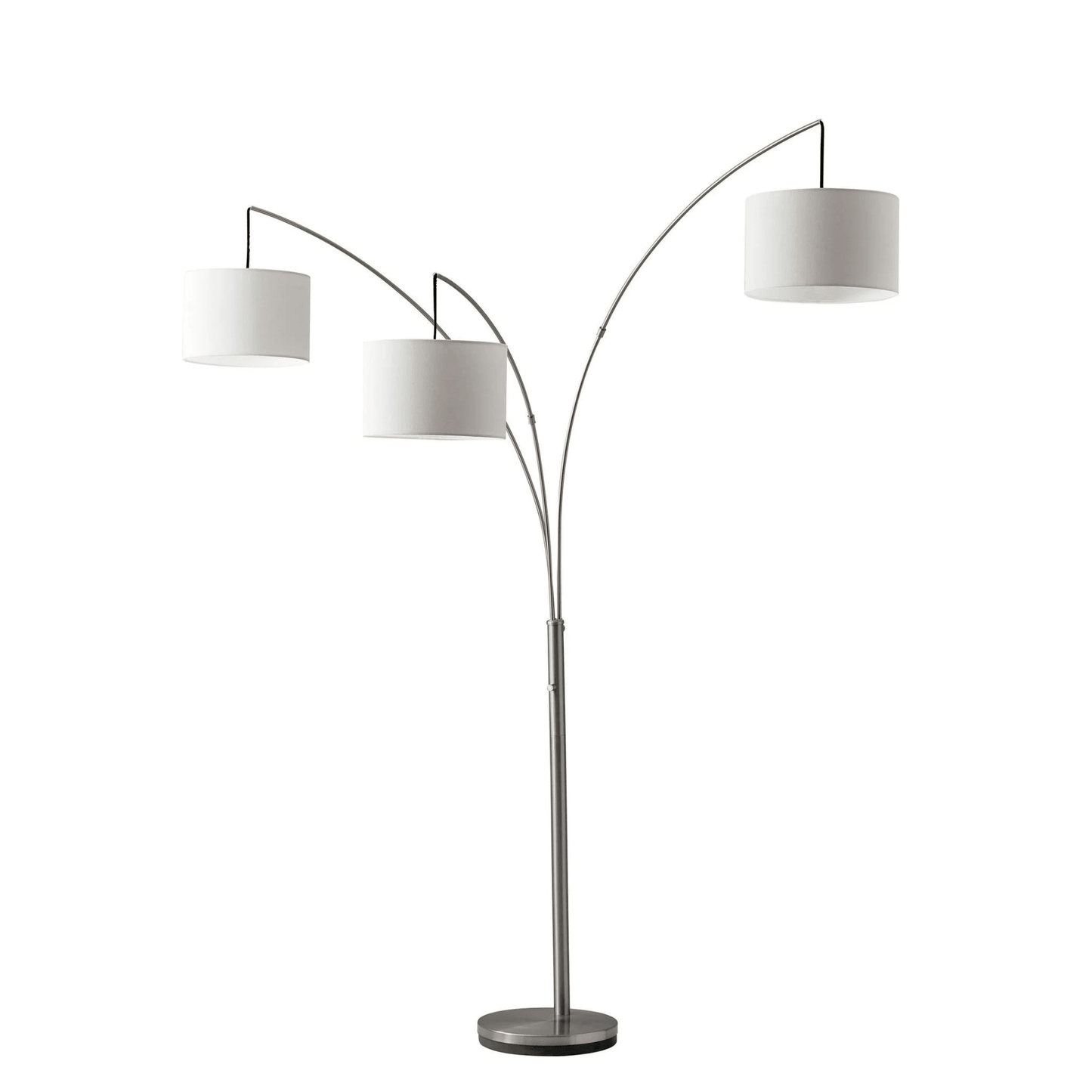 MERRI | 74" Steel Three Light Tree Floor Lamp With White Drum Shade - Disselt Designs