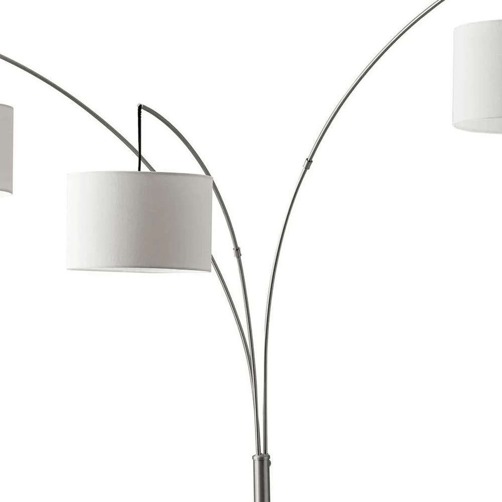 MERRI | 74" Steel Three Light Tree Floor Lamp With White Drum Shade - Disselt Designs