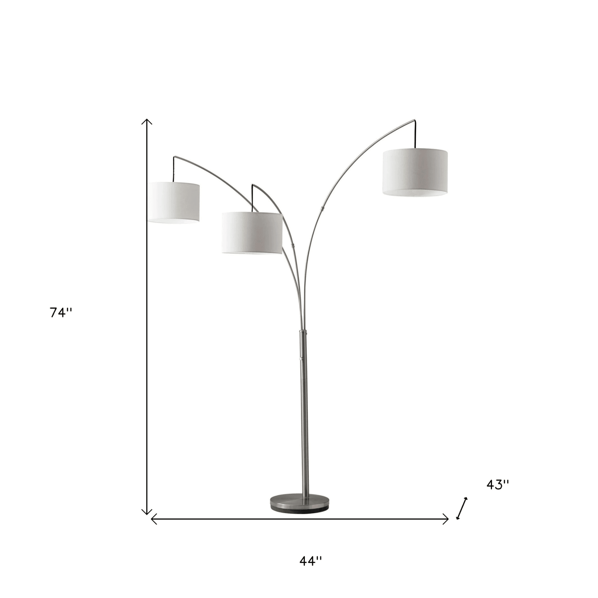 MERRI | 74" Steel Three Light Tree Floor Lamp With White Drum Shade - Disselt Designs