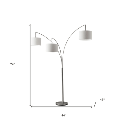 MERRI | 74" Steel Three Light Tree Floor Lamp With White Drum Shade - Disselt Designs